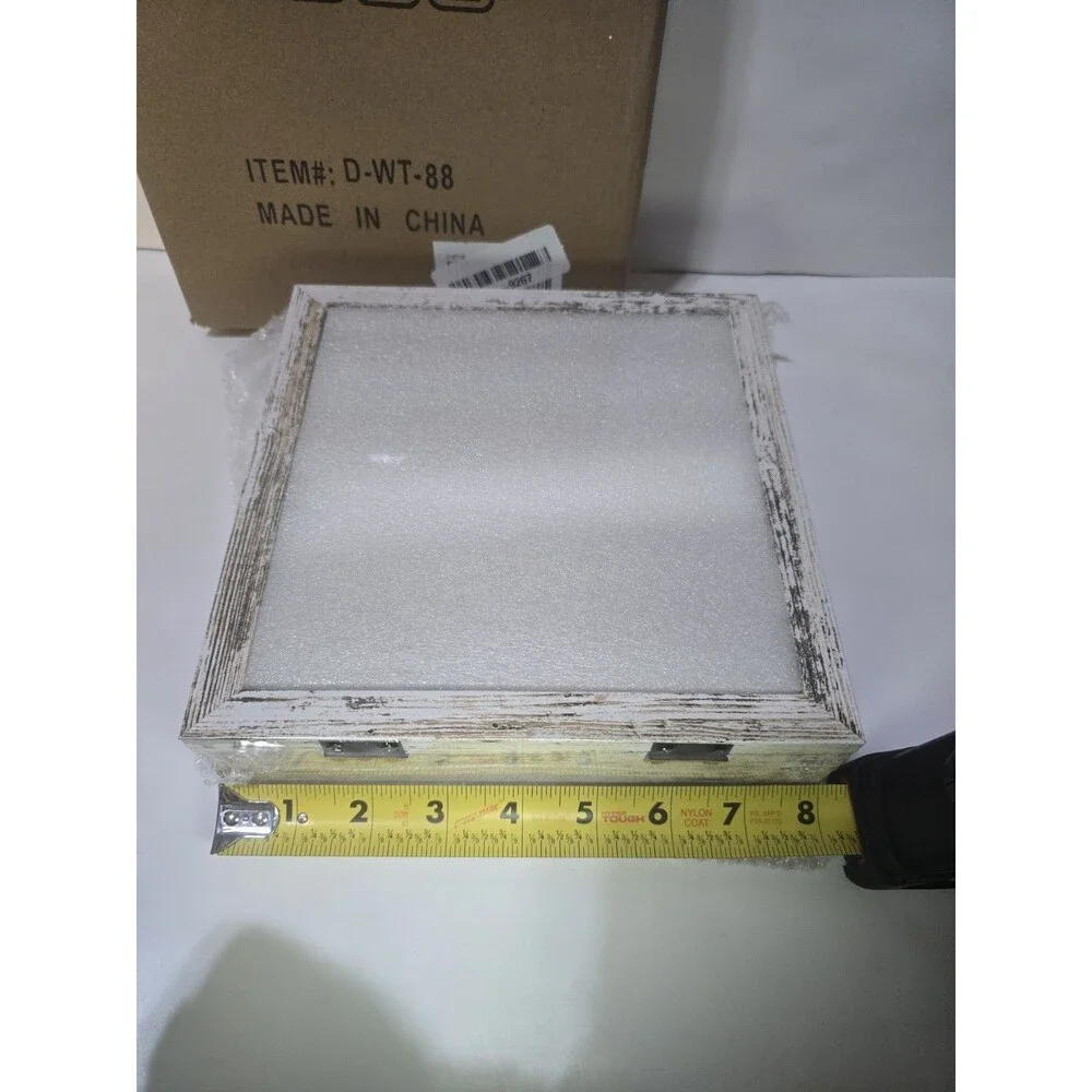 Scholartree 8x8 White Wash Rustic Shadow Box Display Case Picture Frame NEW